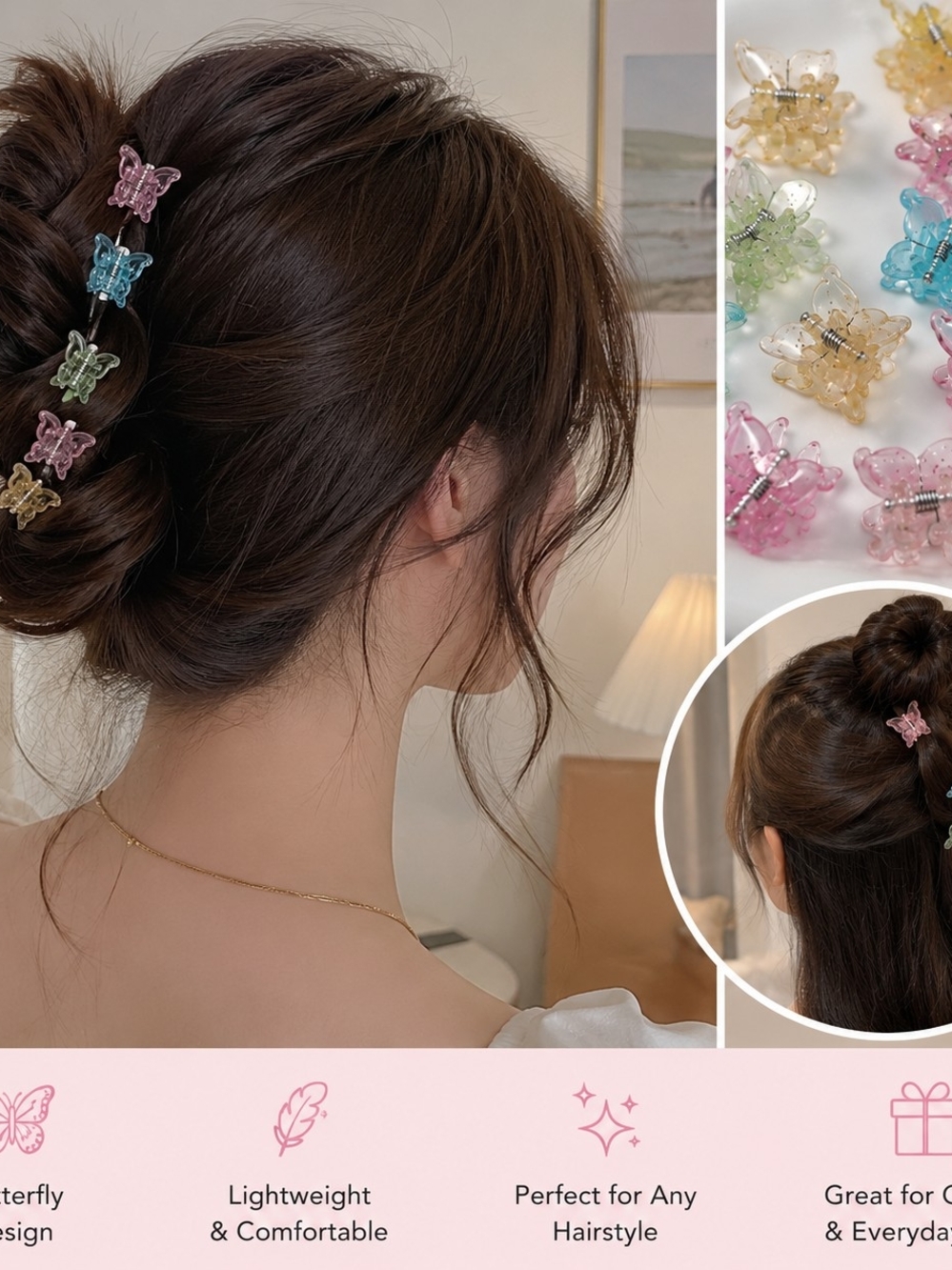3 bundles for $25 Set of 25 Translucent Butterfly Hair Clips New - Picture 4 of 12
